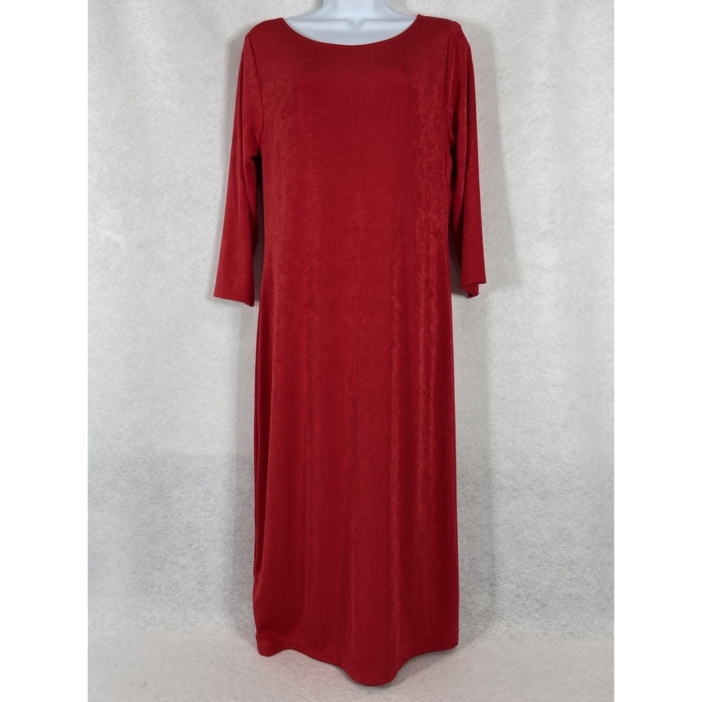 Chico's Travelers Dress Women's 1 US‎ 8/10 Red Slinky Long Sleeves Stretch NWOT